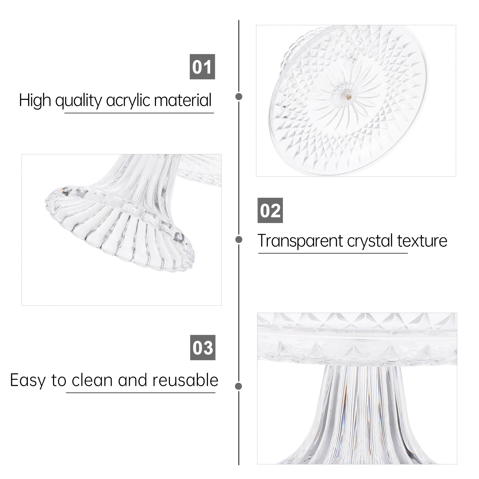 1 قطعة وعاء الفاكهة الاكريليك 10 بوصة مستديرة شفافة الحلوى حامل انفصال صينية الوجبات الخفيفة لحفل الزفاف Ktv الحدث كعكة العرض