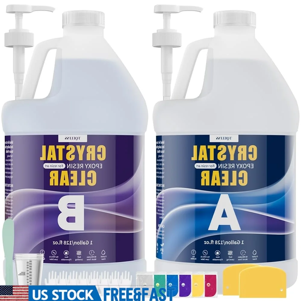 

Crystal Clear Epoxy Resin Kit 2 Gallon Self Leveling High Gloss Low Odor Molding Casting Crafts Art Supplies