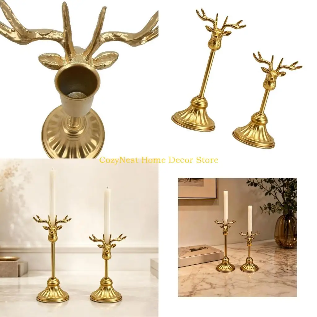92MF Deer Head Home Accent Pair with Cup for Shelf Display