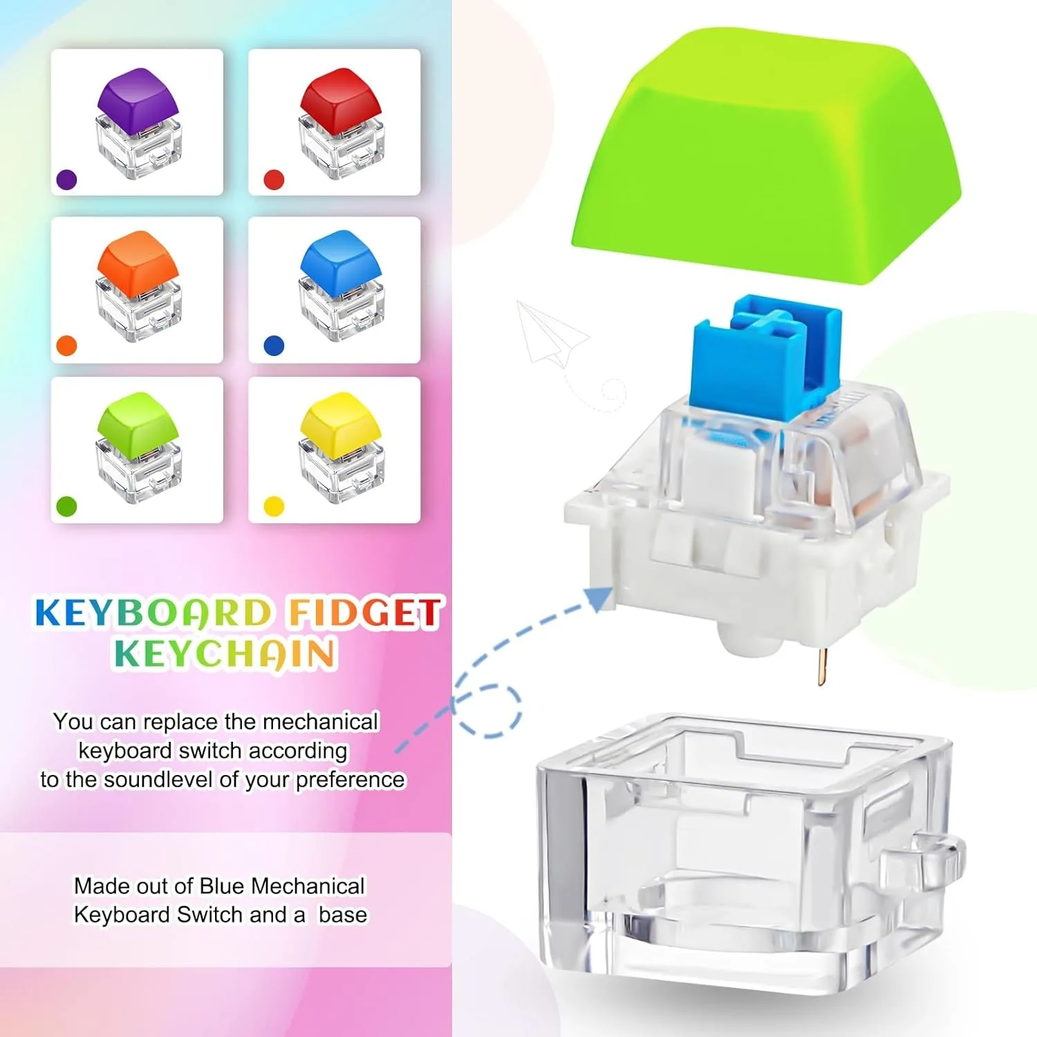 3/6PCS Toetsenbord Fidget Speelgoed Toetsenbord Sleutelhanger Decompressie Speelgoed Knop Stress Relief Cadeaus voor Kantoor School