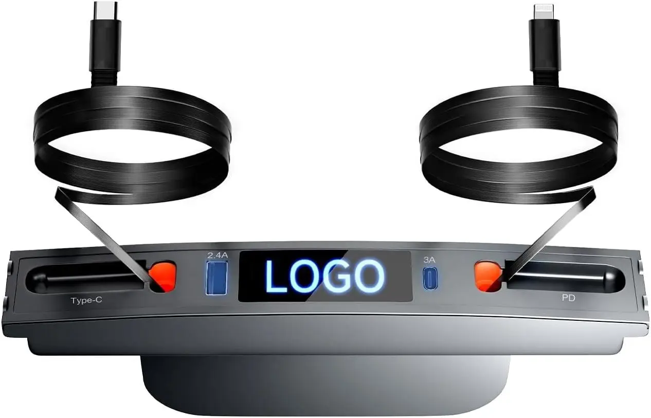 

USB Hub for Tesla Model 3/Y Accessories 2021-2024 Car USB Charger Multi Port with Fast Charger Retractable Cable Docking Station