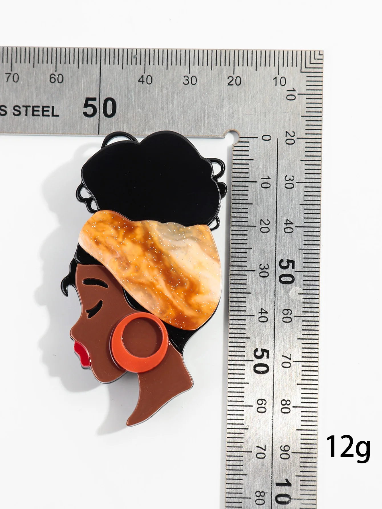 Cute Acrylic Africa Lady Brooches Pins for Women Unisex Black Hair Girl Wear Big Earrings Figure Brooch Badges Clothing Jewelry