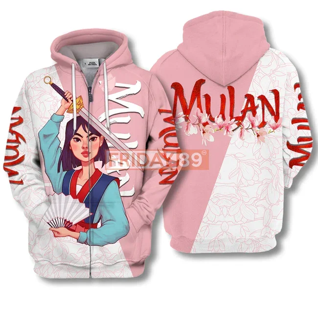 Disney Mulan 3D Hoodie Men's Women's Sweatshirt Princess Mulan Warrior Pink Mulan Pink Hoodie Amazing DN Mulan Hoodie Sweater