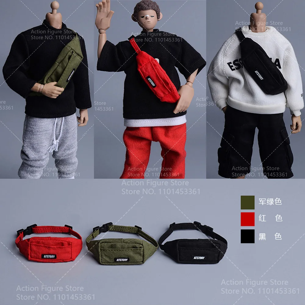 1/12 Male Soldier Canvas Handbag Travel Casual Satchel Waist Bag Fit 6inch Action Figure Body