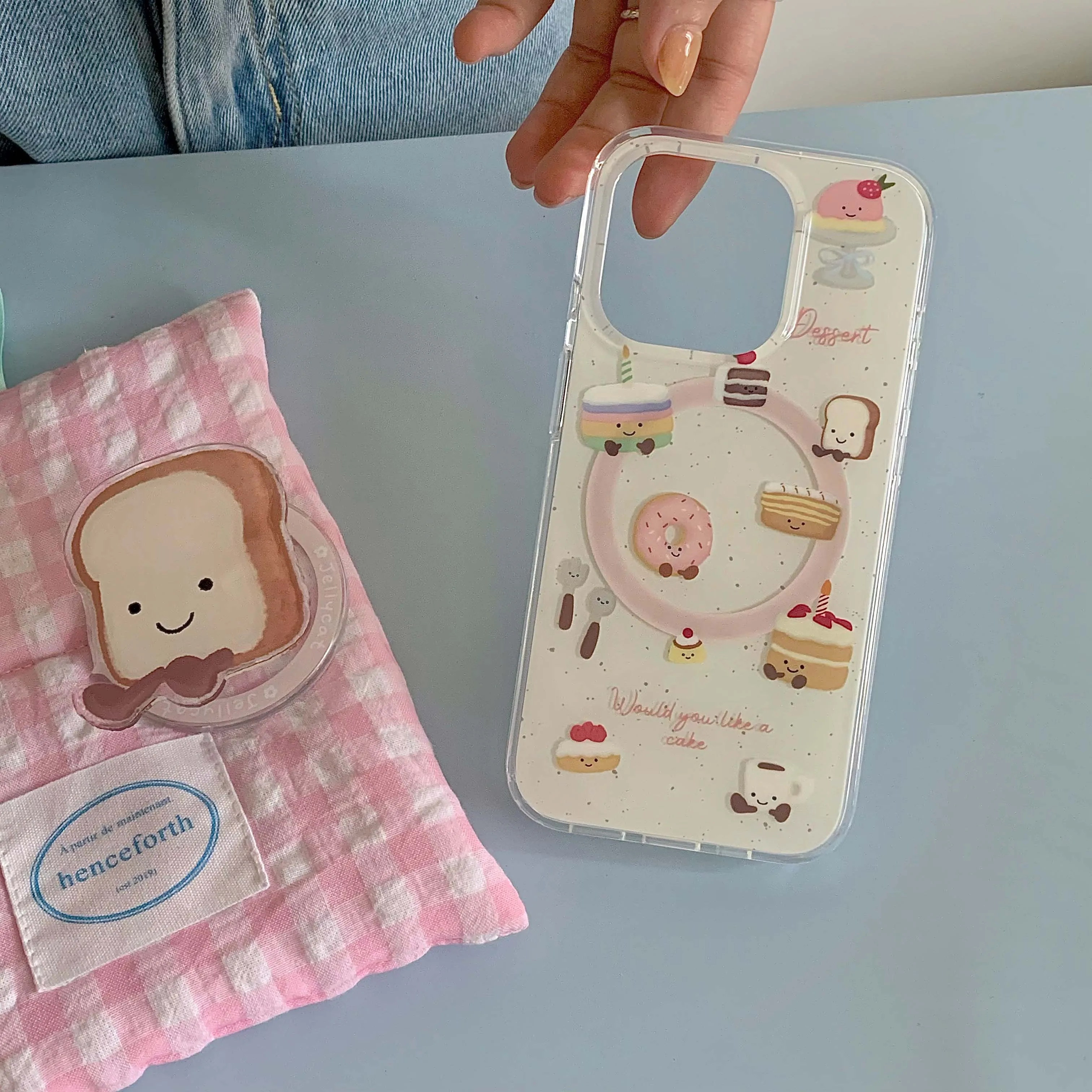 Cute Cartoon Dessert Cake Phone Case Magnetic Fundas For Iphone 14ProMax 13 14 15 Pro Max 15ProMax 12 13Pro Stand Holder Shell
