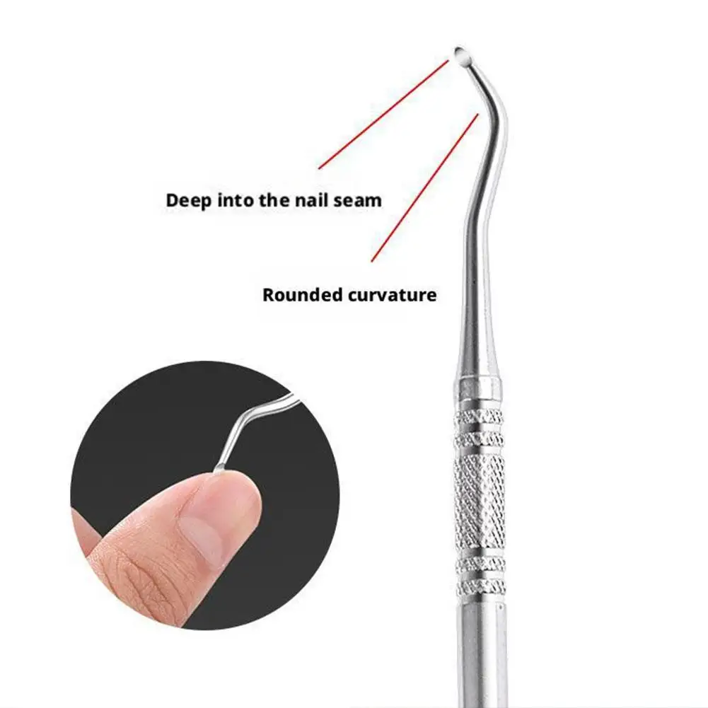 Cortauñas de doble cabeza, removedor de grietas de uñas de doble cabeza de acero inoxidable, removedor de cuchara para suciedad de uñas y ranuras, H2V9