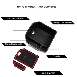 For VW T-roc Troc 2017-2020 2021 2022 2023 Volkswagen Accessories Armrest Central Storage Box Console Glove Organizer Case