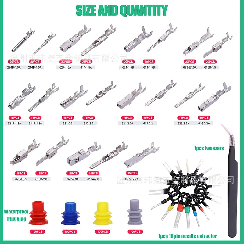 755Pcs Boxed Automotive Connector Terminal Pins Kit, 1-3.5mm Male Female Plugs Wire Harness Wiring Terminals Accessories