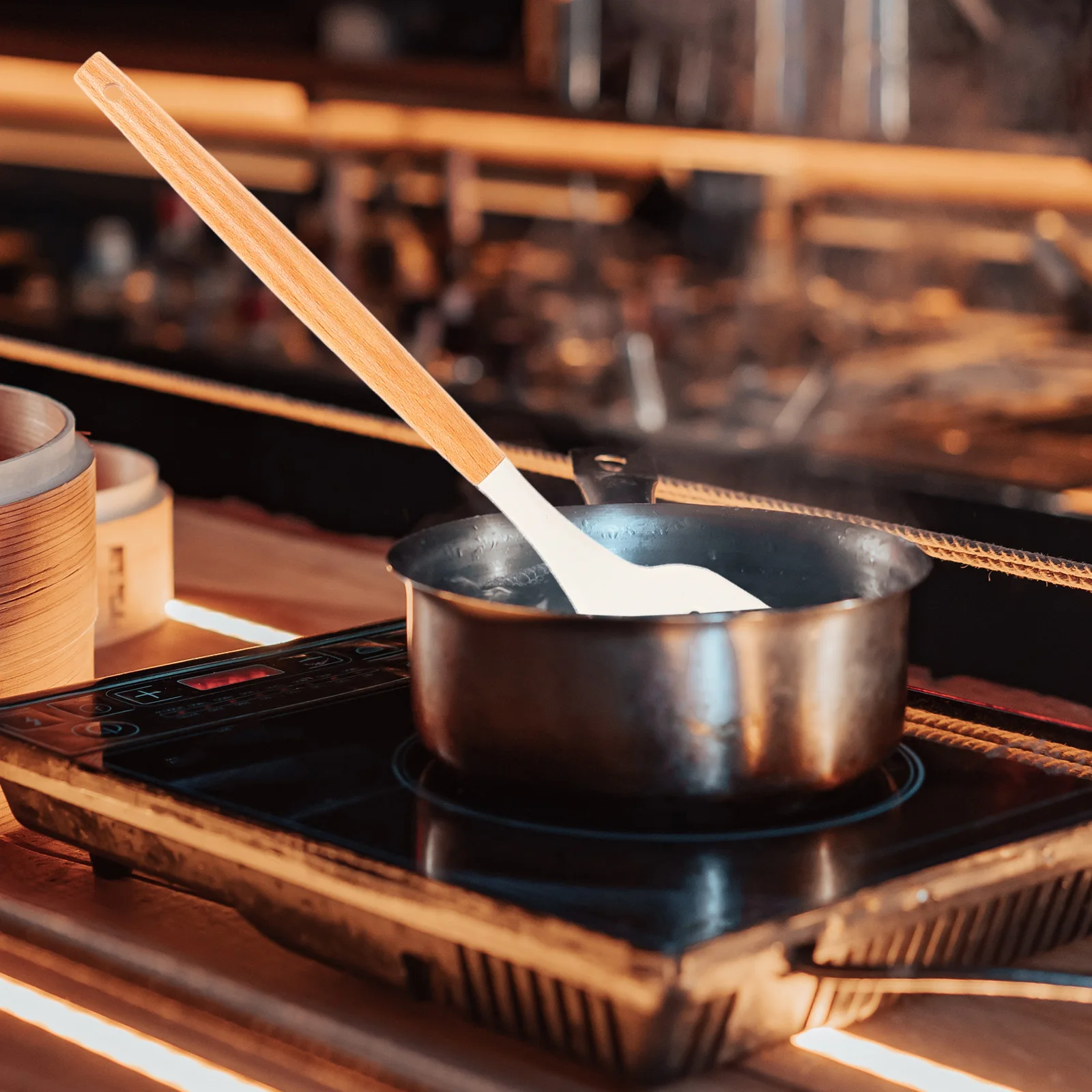 

2pcs Silicone Set Kitchen Cooking Utensils Wood Handle Nonstick Heat Resistant Kitchenware For Baking Mixing Soup Stirring