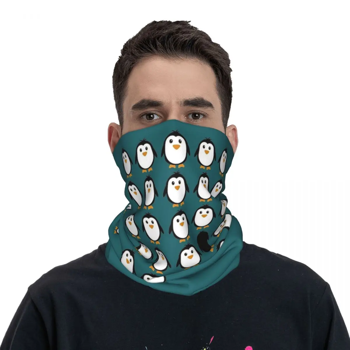 Penguin Colony Bandana Neck Cover sciarpa stampata per il viso maschera multiuso escursionismo pesca Unisex adulto inverno