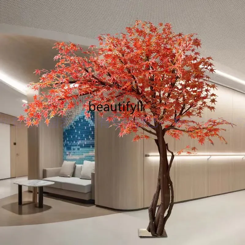 ss 8350 Simulation Red Maple Tree Sycamore Fake Ginkgo Large Plant Indoor Hotel Props Store Bonsai