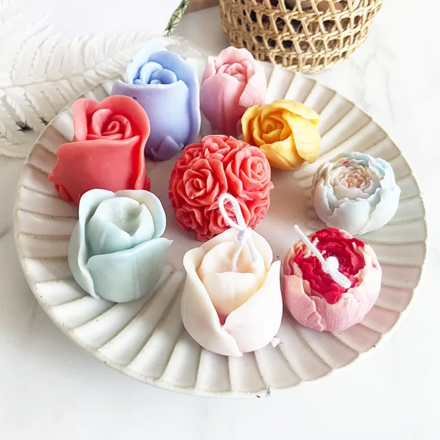 3D Tulip Candle Mold Handmade Flower Soap Silicone Mold Plaster Aromatherapy Molds Chocolate Candy Fondant Cake Decorating Tools