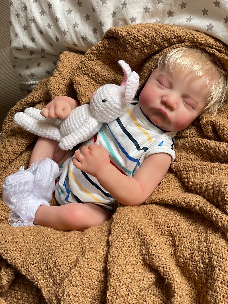 Cokela 20inch/50cm Full Body Closed Eyes Loulou Reborn Baby Doll With Rooted Hair Lifelike Newborn Baby Boy Or Girl For Choose