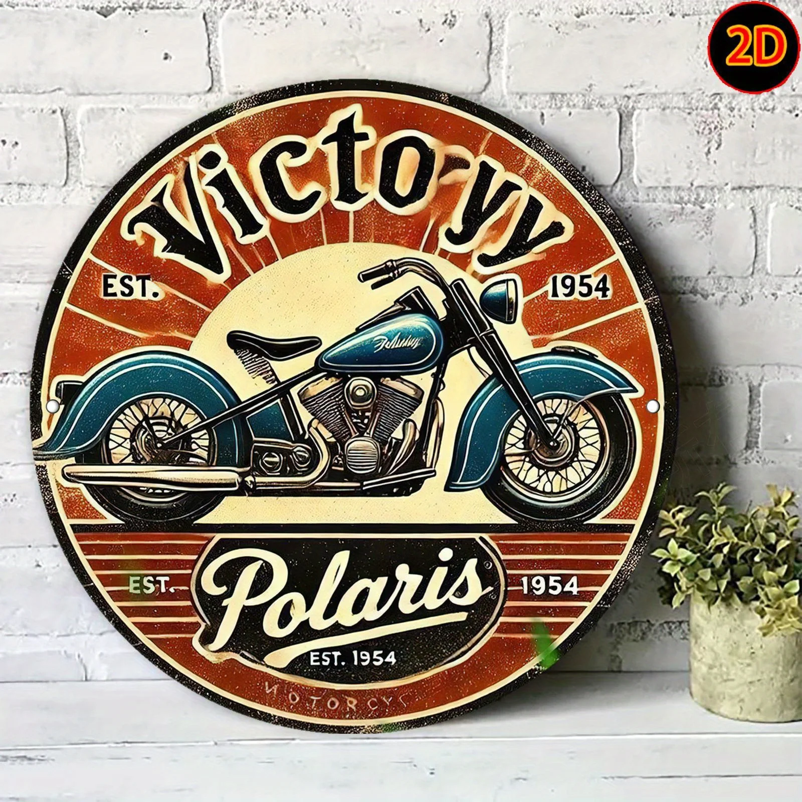 2D Flat, Vintage Polaris Motorcycle 1954 Commemorative Aluminum Metal Sign - Retro 