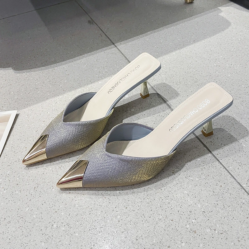 

Women's Summer Pointed Toe Mule Heels - Closed Toe, Kitten/Thin Heel, Backless Sandals, Perfect for Dresses