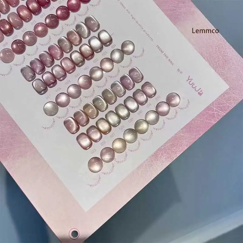 YUUJA rose 32 pièces * 15ML ensemble de vernis Gel oeil de chat avec carte de couleur Gel magnétique Laser de luxe tremper UV LED vernis à ongles Kit de Gel UV