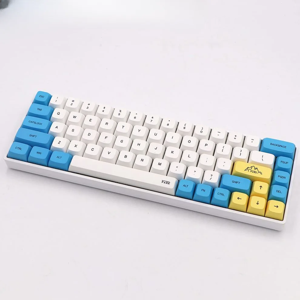 National Park Theme Blue Yellow And White Pbt Keycaps For Mechanical Keyboard 132 Keycaps