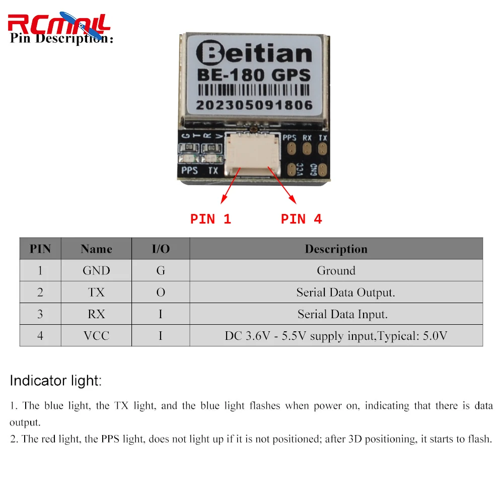Beitian BE180 GPS Module BE-180 with Antenna M10 GNSS Ultra-low Power GNSS Receiver for Vehicle Drones - Image 2