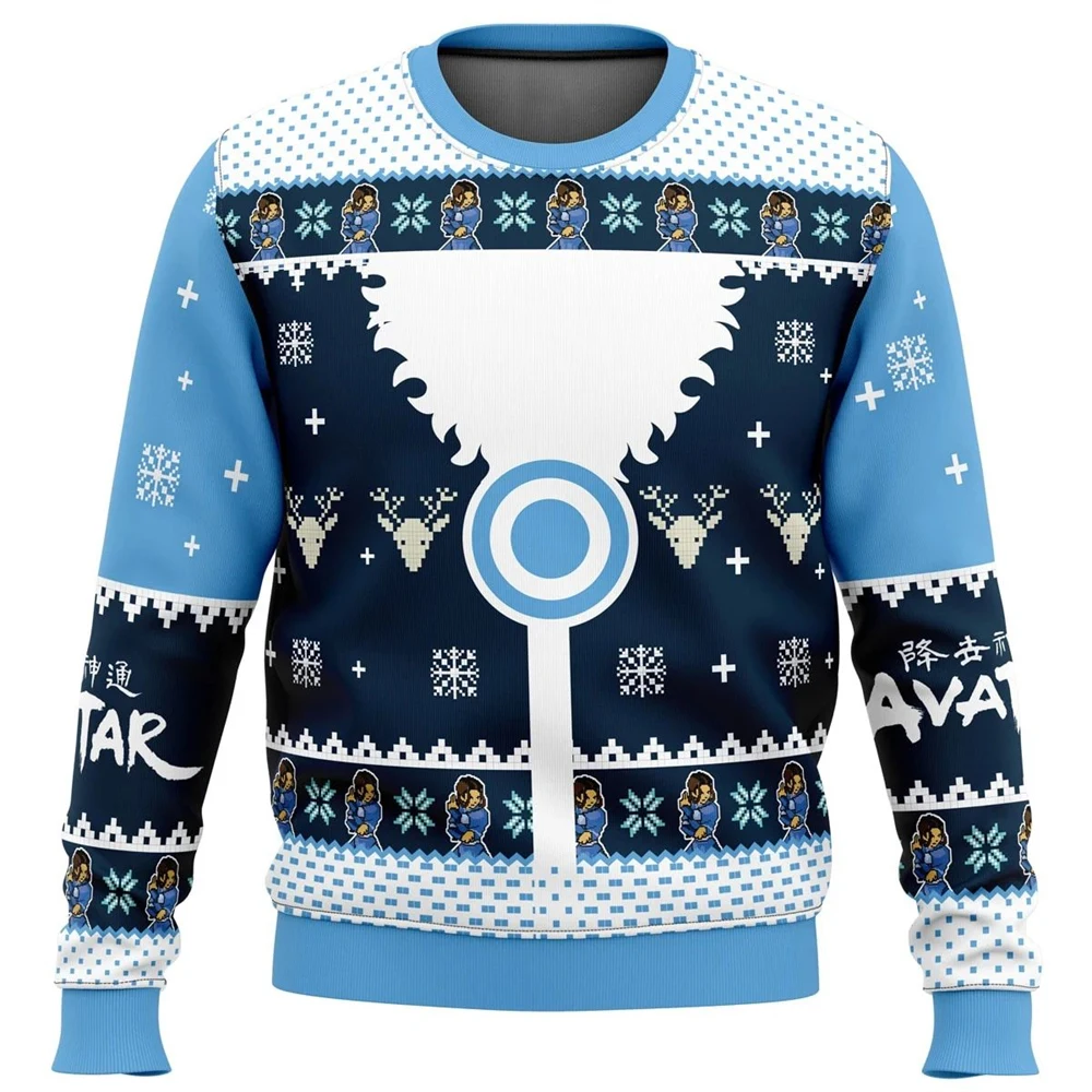 European and American trendy anime cartoon printed round-neck hoodless sweatshirt, outdoor casual sports, family party pullover