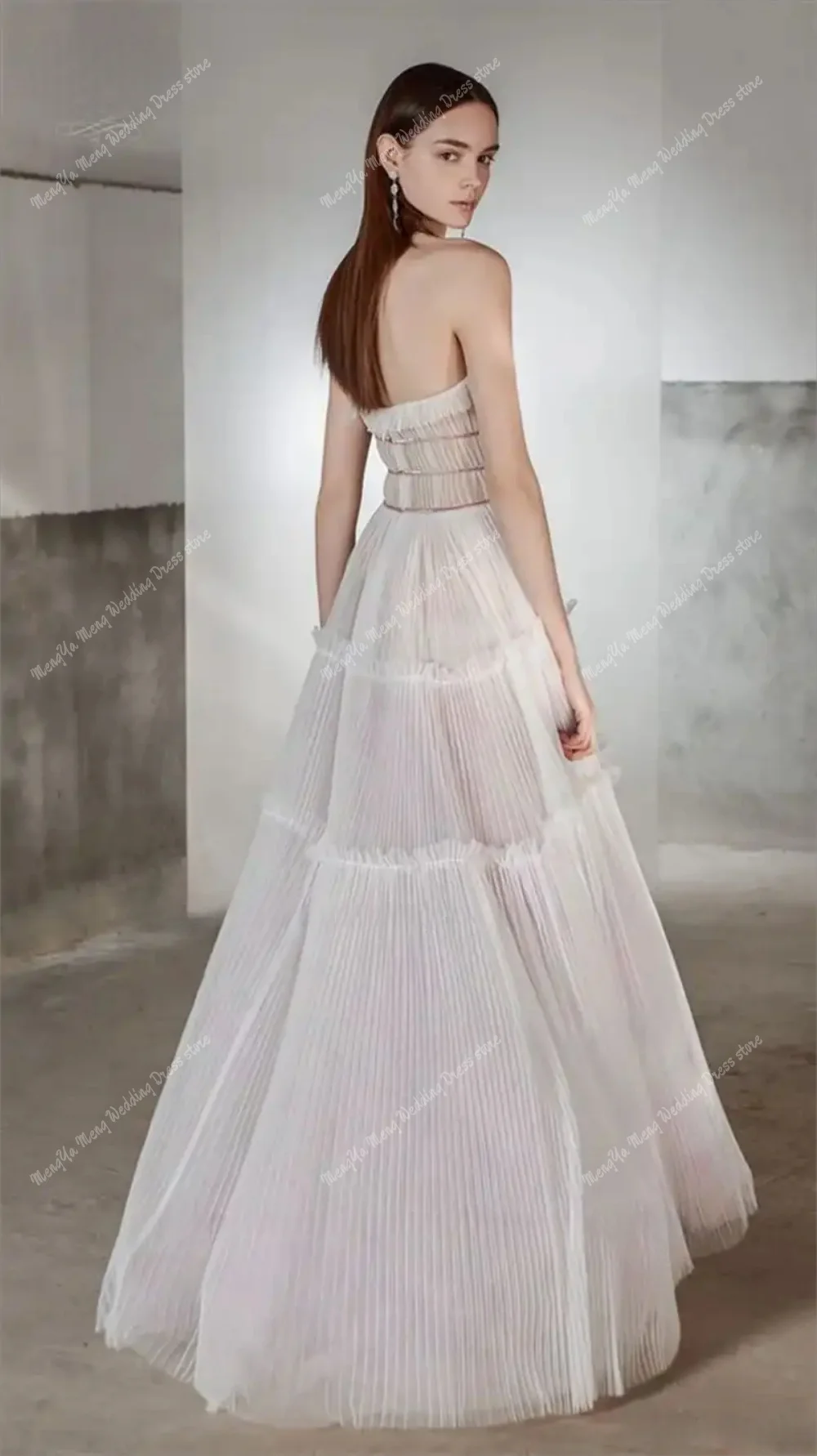 ZHUISHU Moderno A-Line Abito da sposa Donna Colletto a cuore Drappeggiato Pavimento-lunghezza Abiti da sera Abiti personalizzati Novias Boda