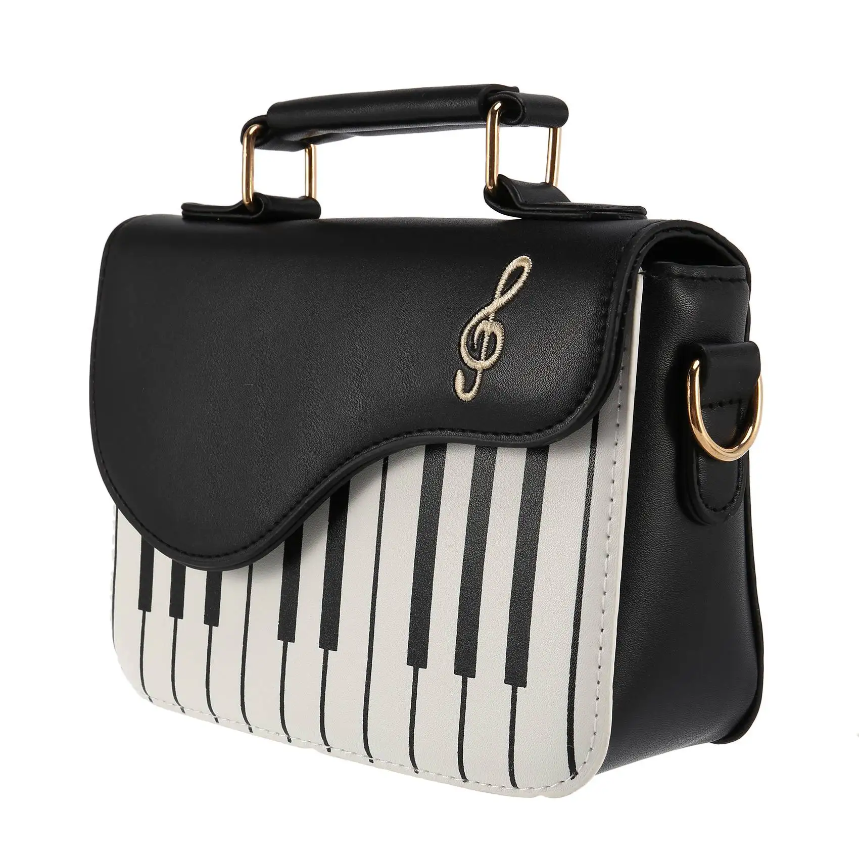 Black new fashion hit color piano printing handbag sweet wind fresh shoulder diagonal portable Small Bag