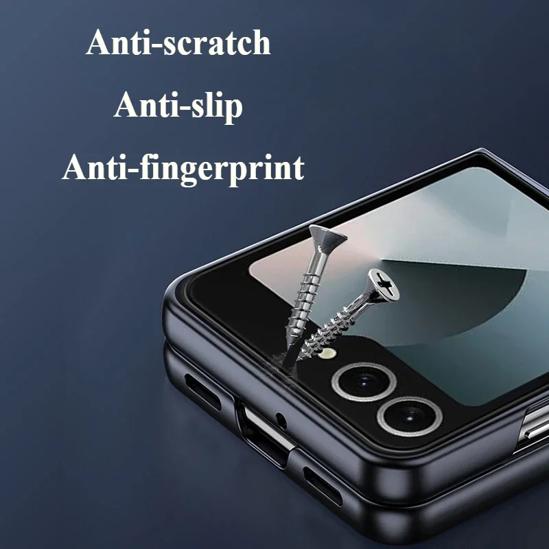 Luxuriöse, ultradünne, magnetische Lade-Handyhülle für Samsung Galaxy Z Flip 7, 6, 5, 4, 3, metallisch, einfarbig, Anti-Fall-Schutzhülle – Detail 1