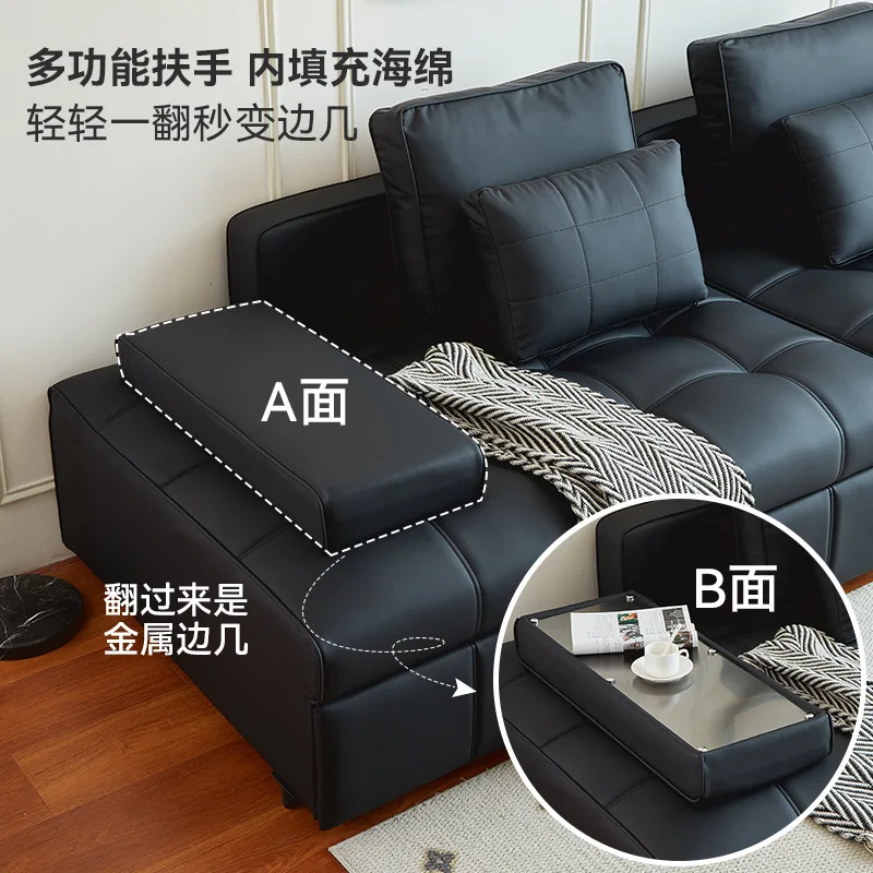 معالجة سرير أريكة لورانس الإيطالي الجديد المخصص، أريكة جلدية متكاملة متعددة الوظائف لغرفة المعيشة مزدوجة الأغراض #4