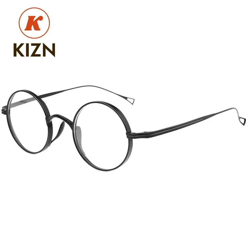

Оправа для очков KIZN Ultralight с широким ободком, круглая, в ретро-стиле, для коррекции зрения, из чистого титана, для мужчин и женщин, модель 10518