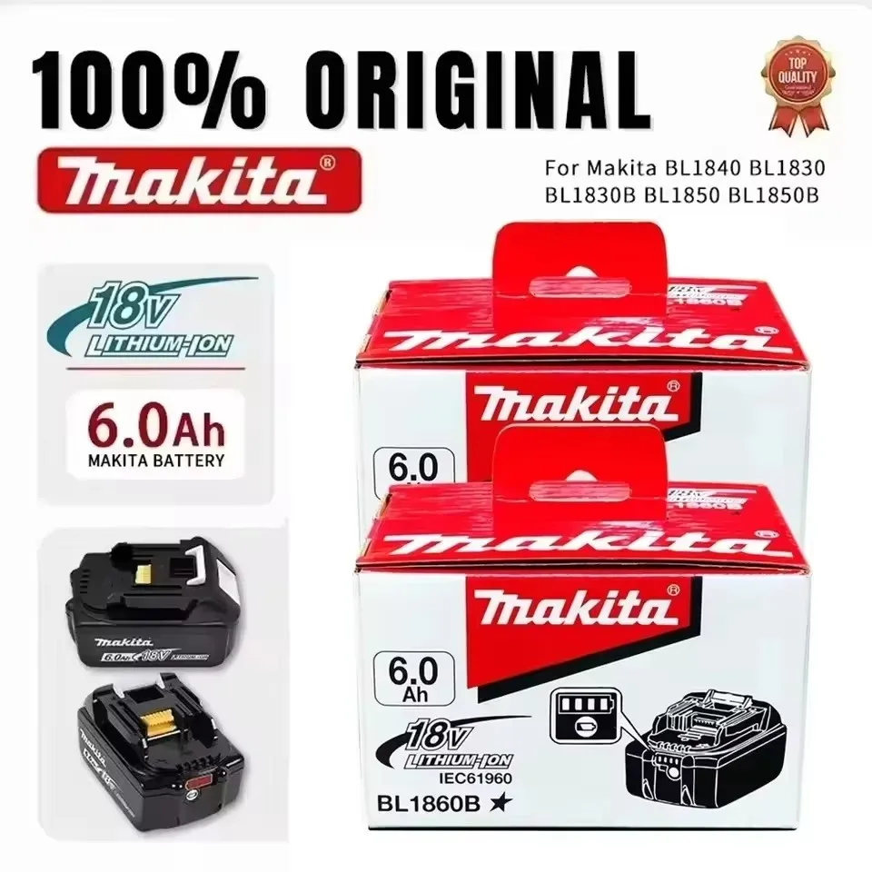 

Genuine Makita 18V LXT 6.0Ah Lithium Battery - 100% Original Replacement for BL1860 BL1850 BL1860B Power Tools