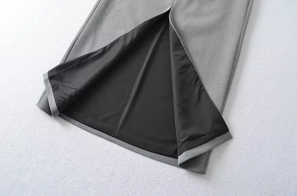 SALIENCY Damskie spódnice z rozcięciami, z wysokim stanem, w kształcie litery A, letnie, koreańska moda, szykowna spódnica z zakładanym krokiem, damska