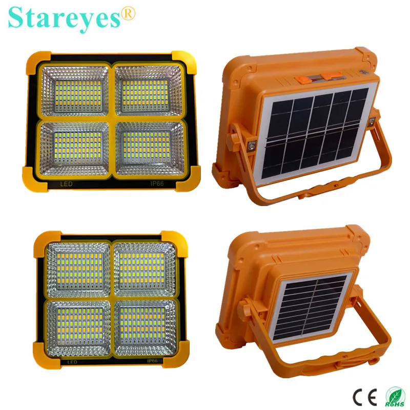 Portable Solar LED Floodlight Rechargeable Flood light Outdoor Photovoltaic panel emergency flashlight torch IP66 Waterproof