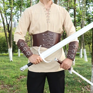 أساور مرصعة بجلد صناعي من العصور الوسطى ، مجموعة حزام عريض ، درع فايكنج ، إكسسوارات تأثيري أعلى 6 مجوهرات طبق الأصل مبيعات H ستيرن - No2