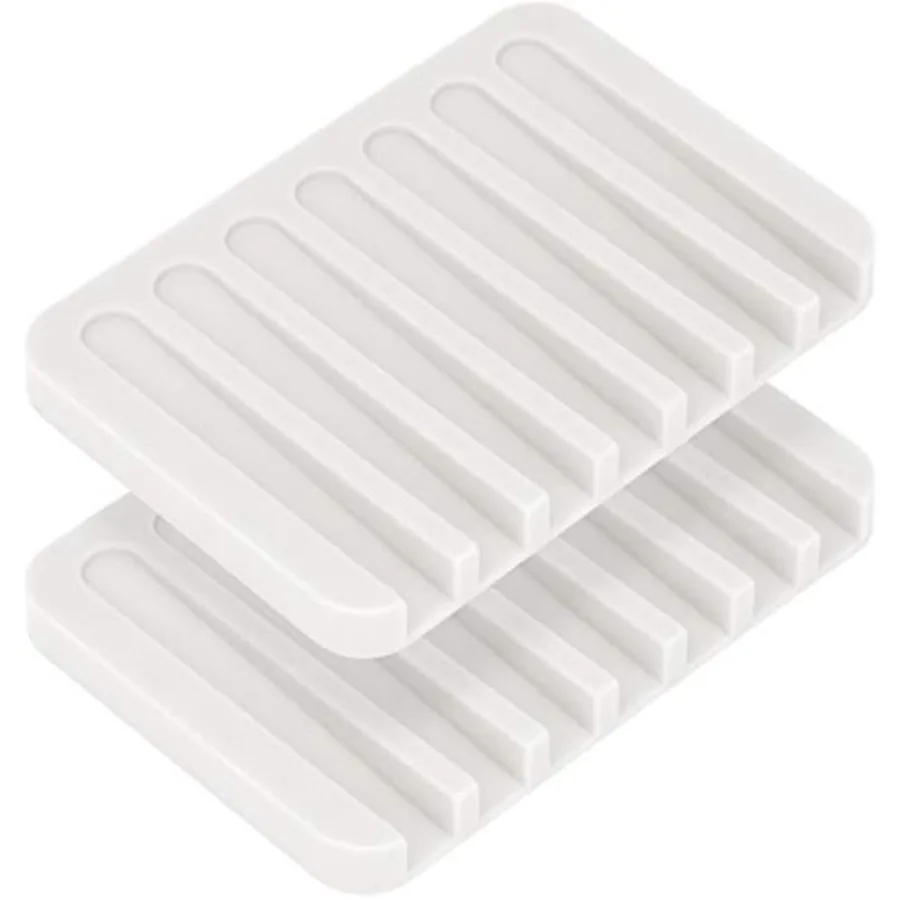 

Flexible Silicone Soap Dish Shower Waterfall Tray Saver Holder Drainer for Shower/Bathroom/Kitchen/Counter Top, Keeps Soap Bars