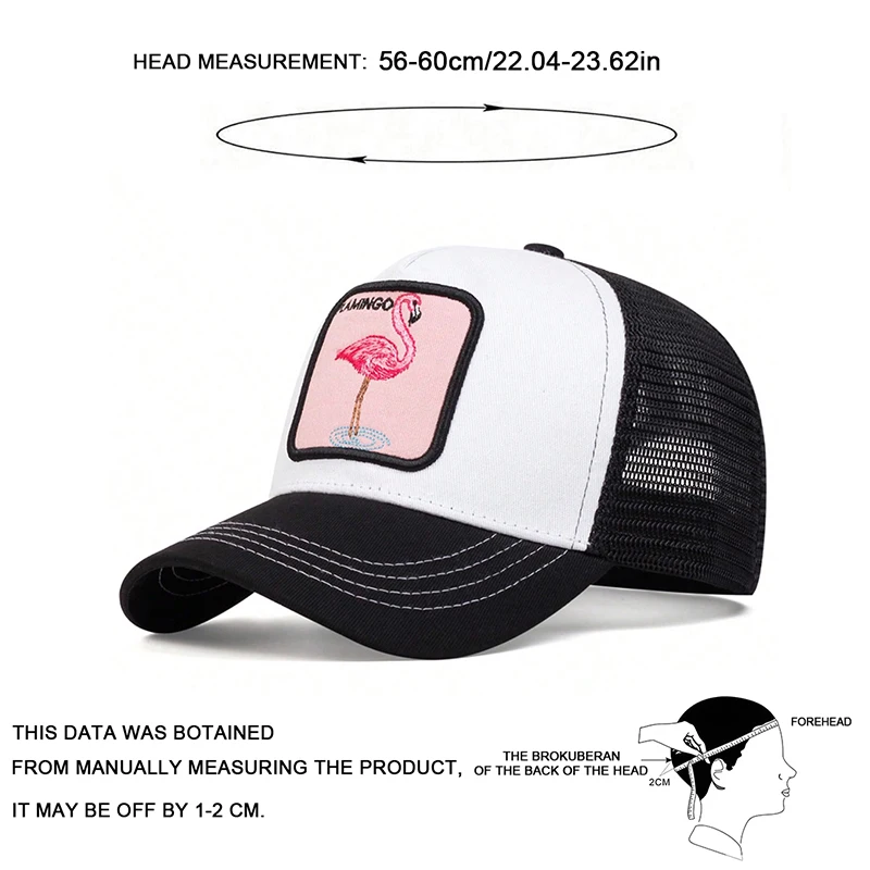 Unisex Flamingo Patch Embroidery Baseball Net Caps Spring Summer Outdoor Adjustable Casual Hats Sunscreen Hat