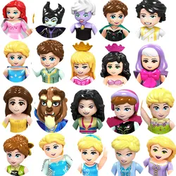 Disney Anna Elsa Prinzessin Belle Beast Meerjungfrau Anime Ziegel Mini Action-figuren Bausteine Montieren Spielzeug für Kinder Geschenke