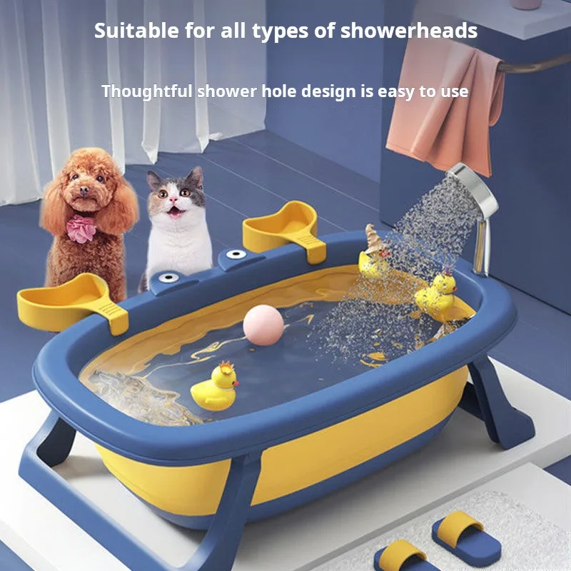 Foldable Cat Dog Wash Tub, Portable Pet Soaking Bath Bucket Fits All Showerheads For Pets Up To 20lbs