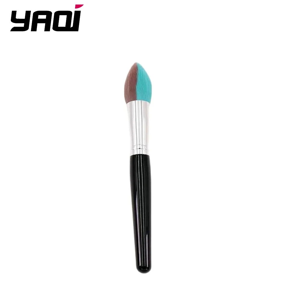 YAQI  Birch Wood Handle Nylon Hair Makeup Flame Shape Powder Brush