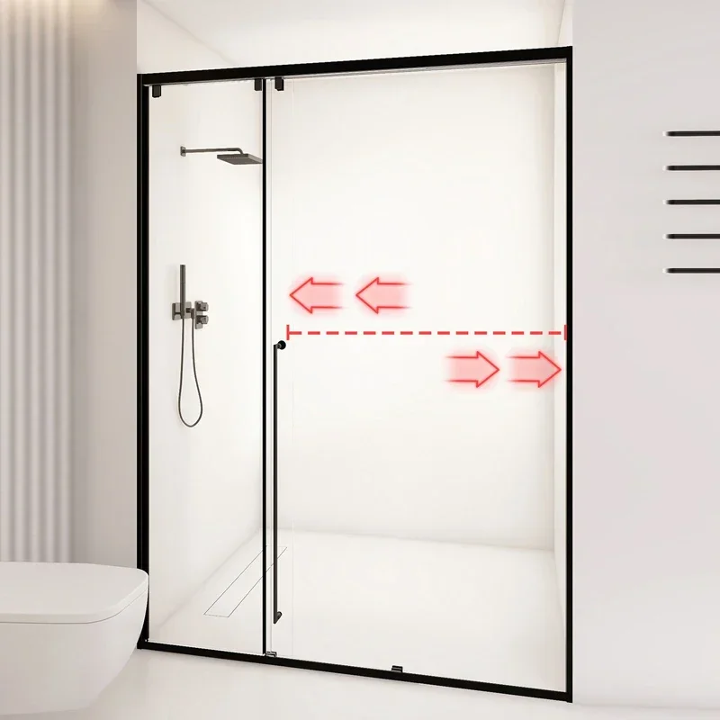 

#For New Stock In USA New Product Tempered Glass Frameless Stainless Steel Handle Sliding Shower Door