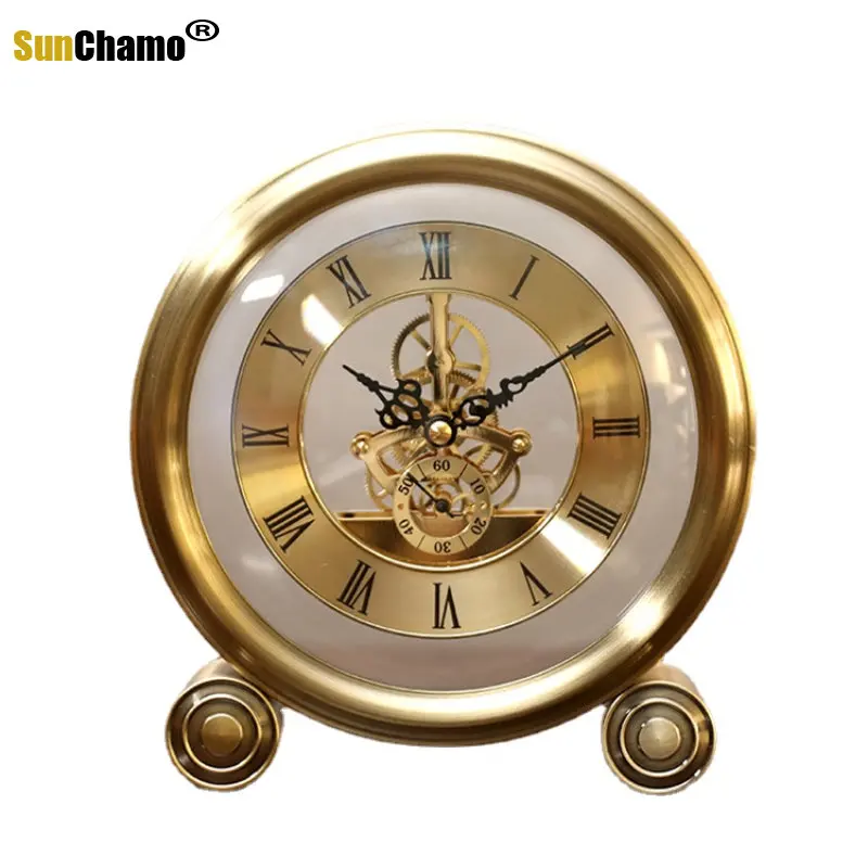 European Vintage Mechanical Movement Light Luxury Sitting Clock for Home Decoration