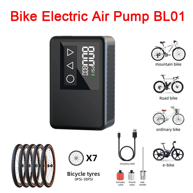 

Bike Air Electric Pump 120 PSI Ultralight Portable Rechargeable Pocket Tire Inflator for MTB Road Bicycle Motorcycle Ball BL01