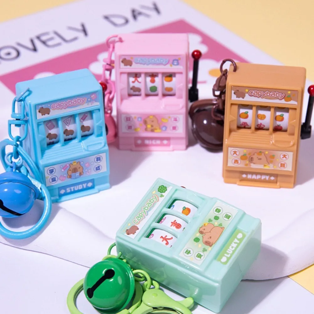 Capybara Capybara Machine Keychain Lucky Fruit Machine Playable Mini Game Machine Keyring Game Console Cartoon