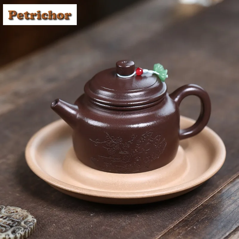 

240 мл Бутик Исин Фиолетовые Глиняные Чайники Известные Художники Ручной Работы De Zhong Горшок Сырой Руд Фиолетовый Грязевой Чайник Чайный Набор Чайный Набор Чайный Набор Чайный Ремесло Ча