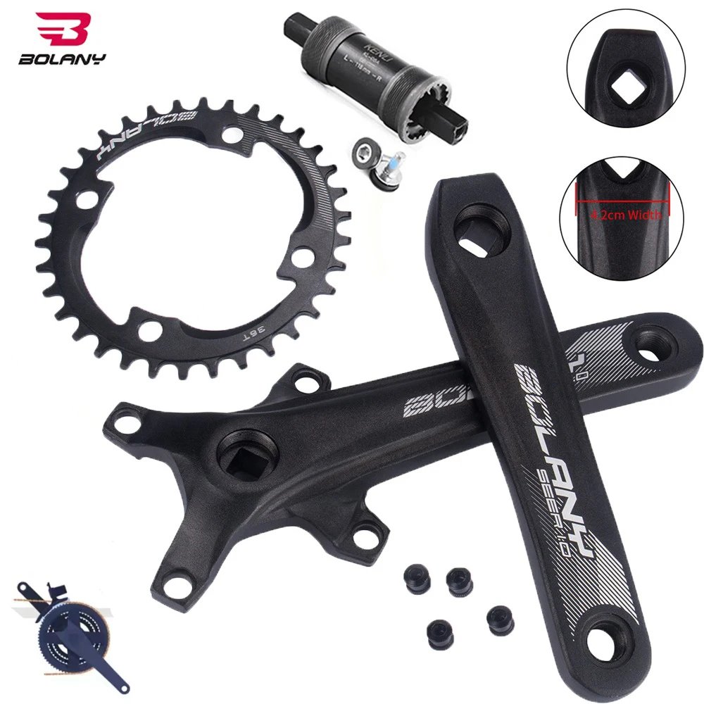 Bolany Mountain Bike Crankset  MTB 104BCD Square Hole 7-12S Cranks Positive and Negative Teeth Single Disc with NEW BB