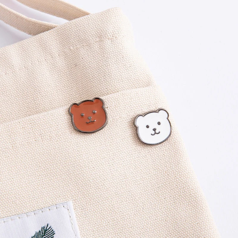 Cute Japanese Style Cartoon Couple Best Friends Bear Metal Brooch Daily Commute Badge Decorative Pin DIY Clothing Bag Hat Scarf view 4
