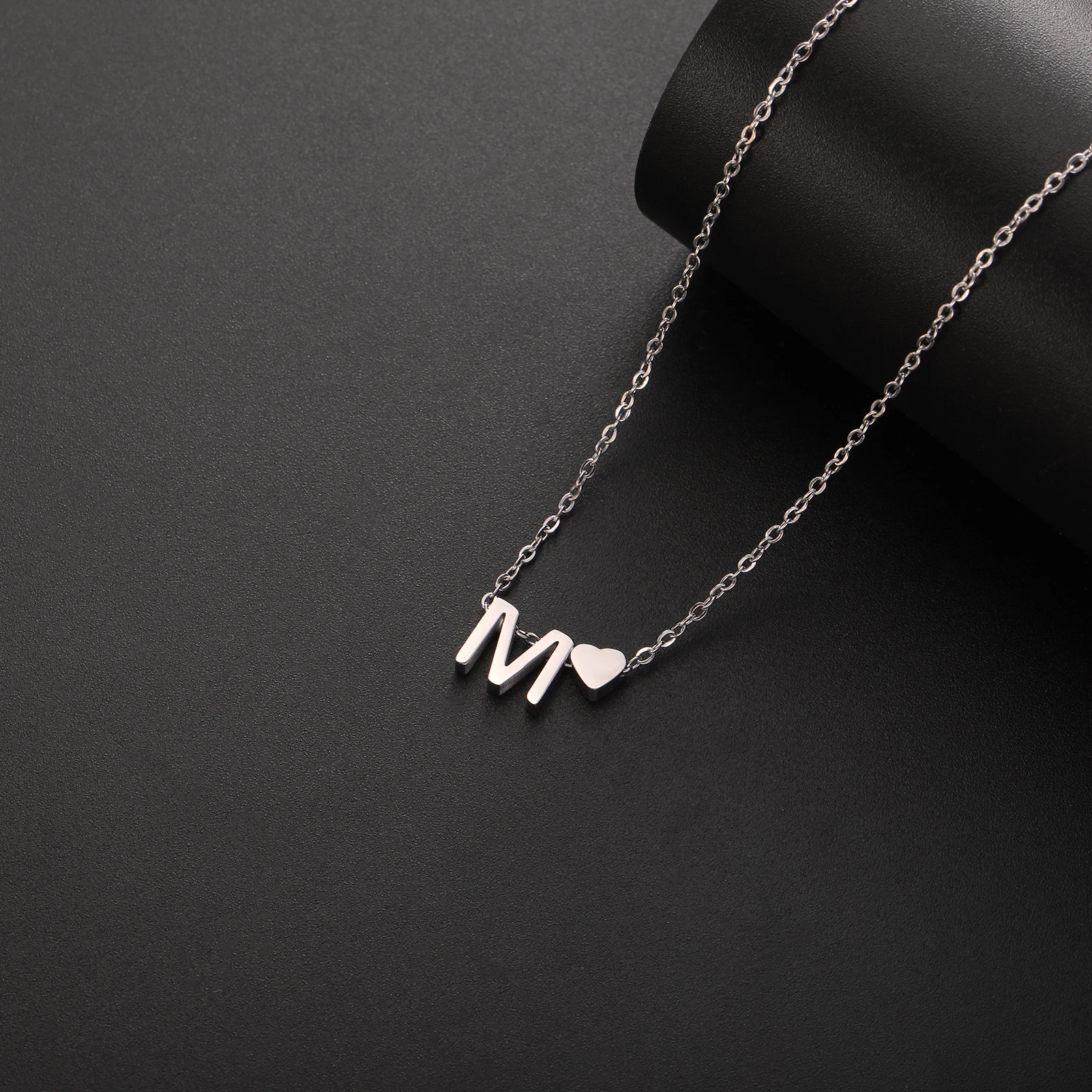 Cazador Anfangsbuchstabe Mini Herz Anhänger Halskette für Frauen Edelstahl A-Z Alphabet Halsband Kette Schmuck Valentinstag Geschenk – Detail 10