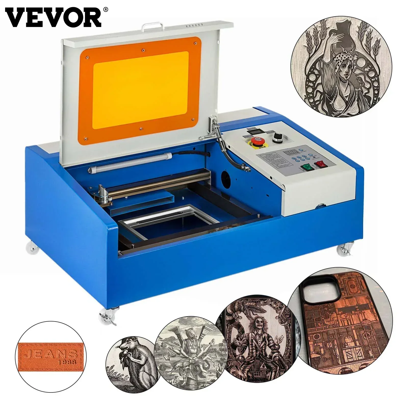 

VEVOR CO2 Laser Engraver 40/50W CO2 Laser Engraving Machine 30*20cm Cut Tools for Wood Leather Woodworking USB Support CorelDraw