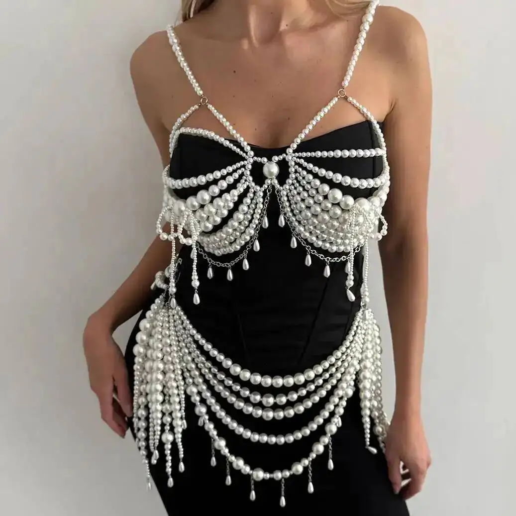 

Многослойная цепочка для тела PuRui с имитацией жемчуга, женская, новая модная коллекция 2026, аксессуар для платья и бикини, цепочка на талию, украшение для тела