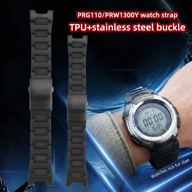 Light‑Weight Plastic Composite Watch Band For Casio PRO‑TREK PRG‑110T/Y SGW-100 SWG200 PRW‑1300Y Bracelet Mens Replacement Strap
