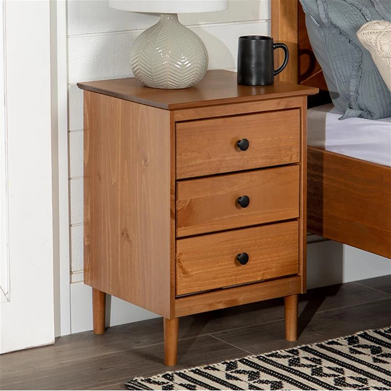 Classic 3-Drawer Solid Wood Nightstand - Caramel On-Site