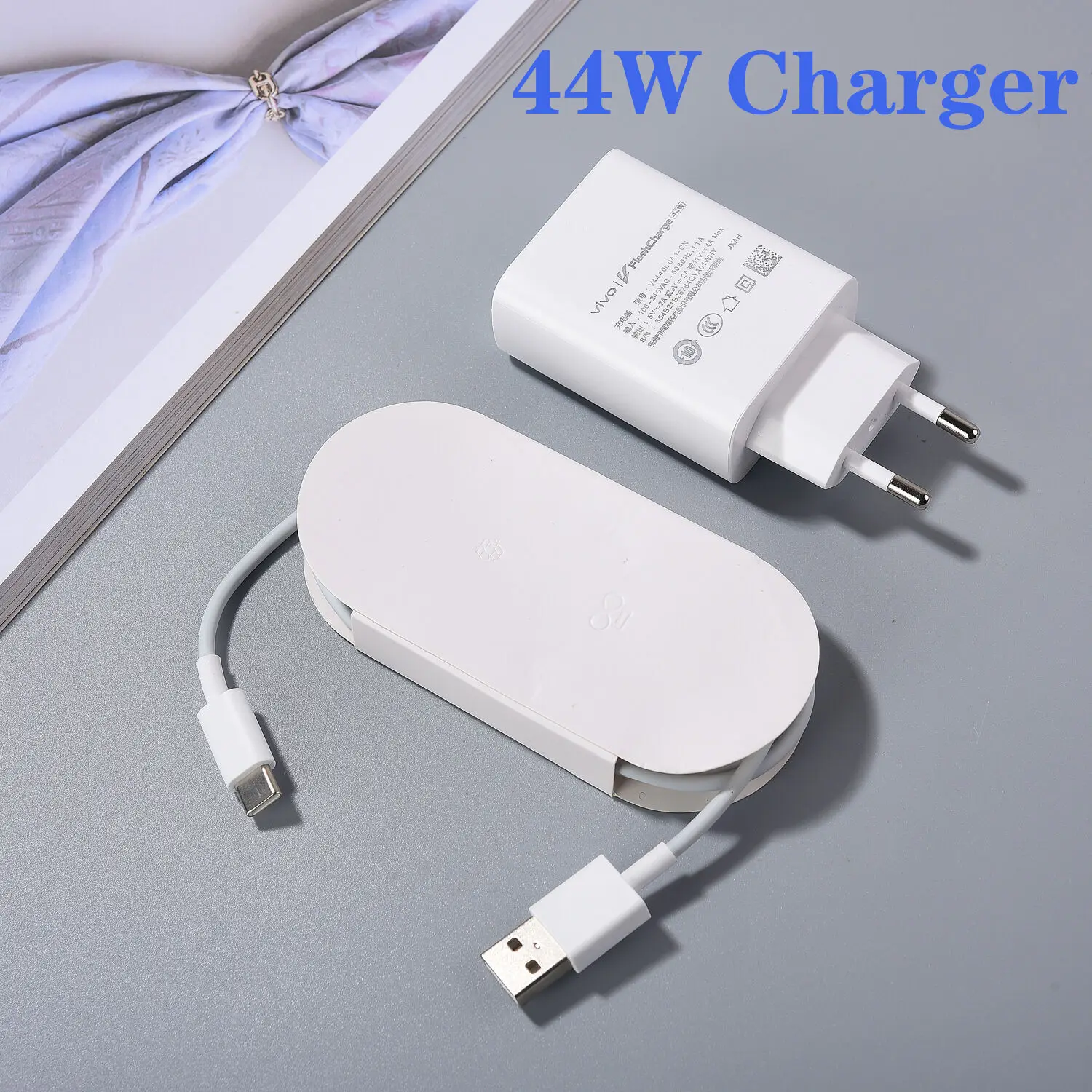 For Original 44W Vivo Fast Charger EU/US Flashcharge 2.0  TypeC Cable For X70 X60 S12 S10 Pro T1 IQOO Neo 5 855 Z5X Z6 Z5